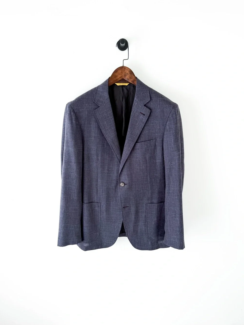 Canali Kei Dark Navy Blue Wool Silk Linen Textured Sport Coat Blazer Men's 42R